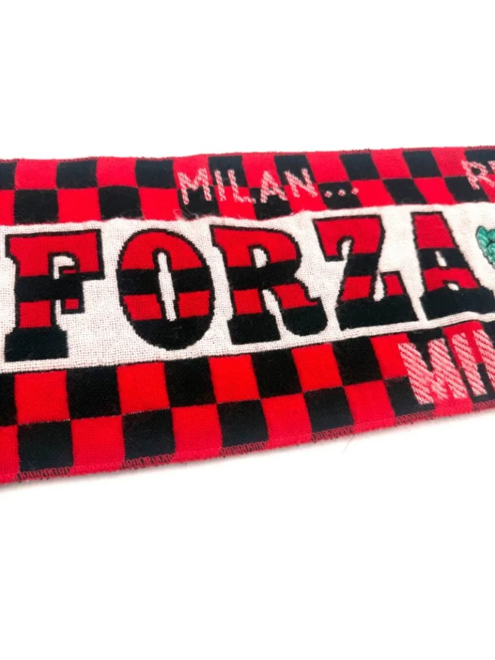 AC Milan Forza Milan Campioni Italia Soccer Scarf Red Black Fringe Fan Scarf